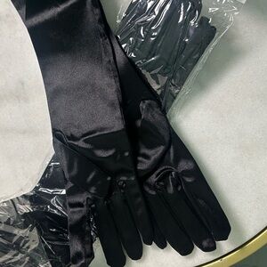NWT Pair of Elegant Black Satin Elbow Gloves(Halloween, Costume, Cosplay,Formal)
